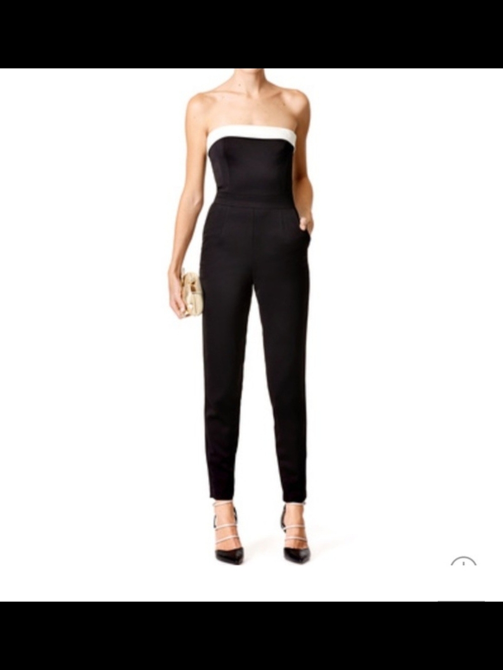 Trina Turk Black Strapless Jumpsuit with White Trim